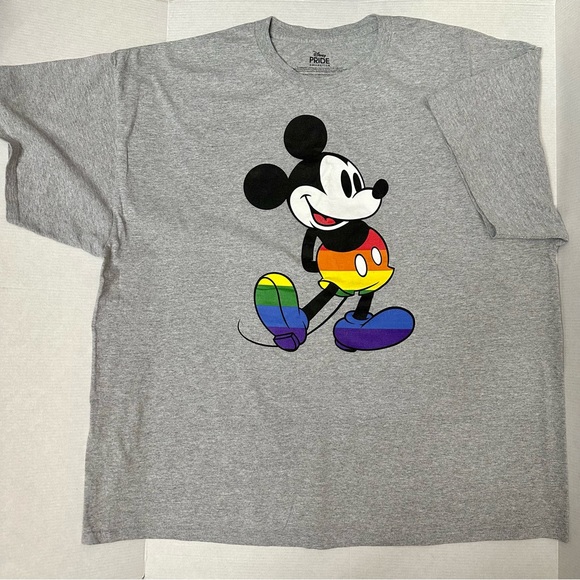Disney Pride Mens Sz 3XL Ash Gray Mickey Mouse Graphic Tee T-shirt Rainbow LGBTQ - Picture 2 of 3